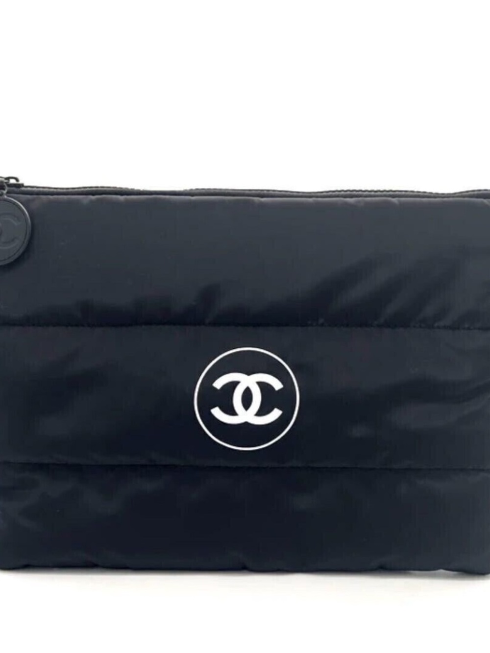 Chanel Beauty White Puffy Makeup Bag Pouch Clutch Cosmetic Case 12.5” x 9.5”